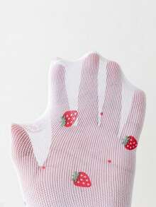 1pc Girls' Thin Mesh Strawberry White Pantyhose, Suitable For Toddler, Little & Big Kids, Summer - White - View 7