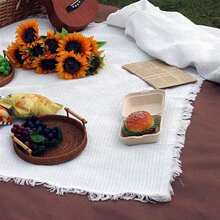 Portable Thickened Picnic Blanket, White Camping Blanket, Beach Towel, Sofa Cover, Outdoor Garden Tent Mat, Waterproof & Warm, Suitable For Home Decor, Photo Shooting, Tear-Resistant, Leisure Mat, Tablecloth, Wall Hanging - White - 查看 4