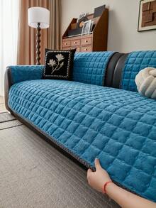 1 chiếc vỏ đệm sofa nhung cao cấp, kiểu dáng tối giản hiện đại, bảo vệ sofa quanh năm, thoáng khí, chống trượt, chống bụi, có thể giặt máy, không biến dạng, chống phai màu, bền, chống trầy xước do thú cưng, phù hợp với sofa 1-4 chỗ, sofa chữ L, văn phòng, phòng ngủ, phòng học. - Màu xanh lam - Xem 5