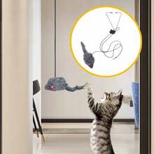 Adjustable Retractable Cat Teaser Wand Toy, Hanging Door Mouse Cat Toy, Cat Supplies - A Mouse Was Hanging On the Door from the Tripod. - View 6