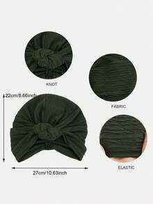 1pc Women's Knotted Headscarf, Headwrap, Pleated Hat, Suitable For Daily Use - Black - View 2