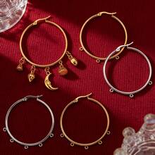 6个不锈钢PVD镀金圆形耳钩，DIY吊坠首饰制作材料 - 耳環 - 查看 10