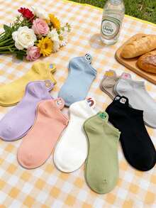 5双女士刺绣卡通短袜，低帮，春夏款 - 彩色 - 查看 8