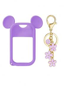 2个/1个/套 1盎司（30毫升）洗手液喷雾瓶保护套，26个花卉字母珍珠吊坠喷雾瓶标记，以及硅胶米老鼠耳朵造型喷雾瓶防摔防撞保护套，珍珠手链设计，方便携带，可挂在包包、钥匙或儿童背包上，耐磨、防水、可清洗、可重复使用，适用于洗手液喷雾瓶。 - 淡紫色 - 查看 19