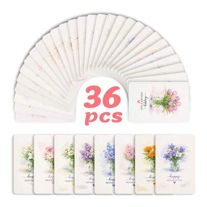 36 Pieces. Simple Watercolor Floral Mother's Day Greeting Card. Holiday Thank-You Message Card. Greeting Card. Mother's Day, Father's Day, Graduation Season Gift Card.