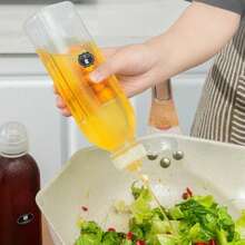 1 chai bóp trong suốt 500ml có vạch chia, chai đựng nước sốt, bình đựng dầu không rò rỉ dùng trong gia đình, chai xịt dầu nhà bếp, chai đựng gia vị, giấm, nước tương có thể điều chỉnh, hộp đựng chất lỏng/dầu - Xem 7