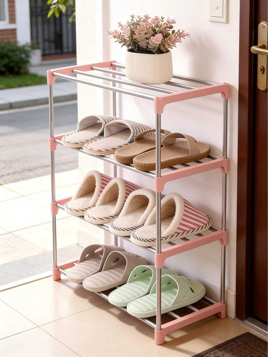 1pc 3/4/5 Tier Stackable Small Shoe Rack, Suitable For Entryway, Hallway And Closet, Space-Saving Shoe Storage Organizer