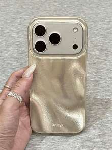 1 Ốp lưng điện thoại IMD bóng bẩy, lấp lánh, họa tiết gợn sóng nước không đều, tương thích với iPhone 17 Pro Max 17 Pro 16Promax 15Pro Max 14 Pro Max 13Promax 16 15 14 Plus 13 12 Pro 11. Màu vàng bóng bẩy, mềm mại, phong cách Y2K, quà tặng cho nữ. - Màu vàng - Xem 2