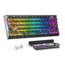 ATTACK SHARK R68HE 60% 有线快速触发 8K RGB 机械游戏键盘，0.005mm 精度，0.08ms 延迟，256K 轮询率，霍尔效应磁性开关，碳纤维 + CNC 铝合金材质，适用于 PC FPS 游戏，包含螺旋线缆，2026 年圣诞节和新年礼物，圣诞特别版 - 哑光黑/冰蓝/黑 - 查看 15