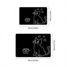 1件装猫咪喂食垫，宠物食品和水碗垫，饮水垫，室内 - 黑色 - 查看 6