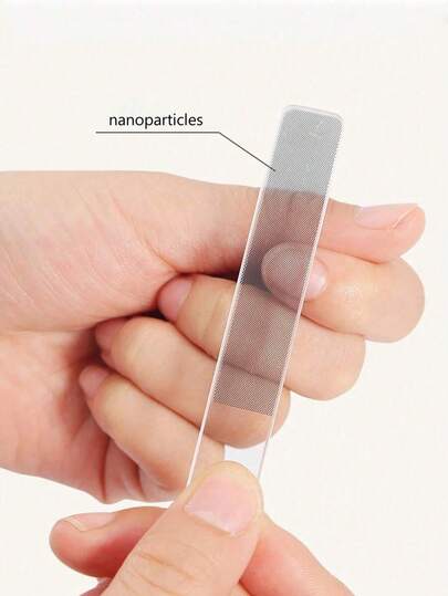 1+1 纳米玻璃指甲锉抛光器，透明抛光指甲亮泽器，双面水晶指甲抛光块，适合居家或旅行，指甲护理，美甲工具，修甲工具，返校季，指甲，指甲按压工具，足部和手部护理工具