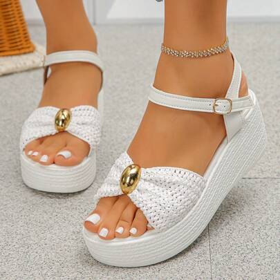 Giày sandal đế xuồng cao gót nữ, mẫu mới mùa hè 2026, đế dày chống trơn trượt, đa năng.