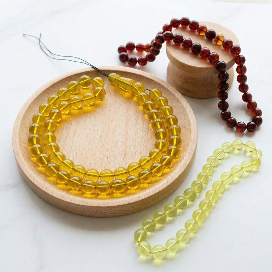 51pcs High Transparency Resin Beads, 12mm Flawless Beading, Fashion Versatile DIY Jewelry Making, Islamic Tasbih Beads, Suitable For Bracelets, Necklaces, Accessories, Phone, Keychains, Car Decor - Multicolor - View 1