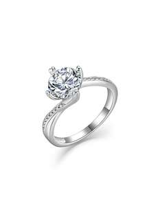 Nhẫn Moissanite bạc S925, quà tặng cầu hôn, kỷ niệm, ngày Valentine, nhẹ nhàng, sang trọng, đa năng, phù hợp đeo hàng ngày cho nữ. - trắng - Xem 2