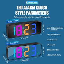 16.0cm Large LED Display Digital Alarm Clock With Voice Control, Adjustable Brightness, Dual Power Mode (USB Or AAA Battery), Rectangular Plastic Travel Alarm Clock Suitable For Bedroom, Living Room, Office - Movie Theme - Multicolor - View 4