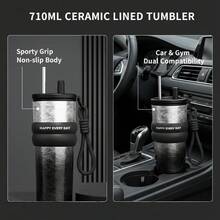 Cốc sứ tráng men 710ml – Tay cầm chống trượt, cốc giữ nhiệt di động kèm dây đeo - Nhiều màu - Xem 2