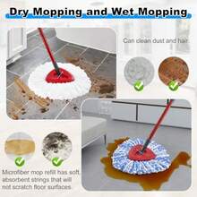 4pcs Mop Heads Replacements For OCedar EasyWring 1 Tank SystemMicrofiber Spin Mop Refill Replace Head For O Cedar Dry And Wet For Cleaning All Hard-Surfaced Floors - 白藍 - 查看 6