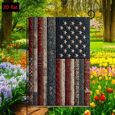 1 lá cờ vườn Mỹ yêu nước kích thước 12 x 18 inch, cờ hai mặt trang trí sân vườn kiểu nông trại, trang trí hiên nhà kiểu trang trại mộc mạc, đa năng.