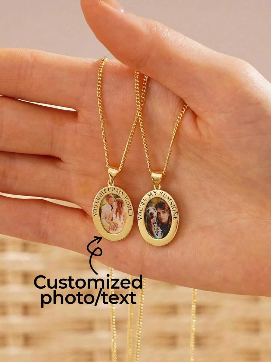 Collar personalizado con escritura a mano, escritura real (propia), colgante grabado en oro de 14k, joyería personalizada con firma, regalo perfecto - Ovalado - Estilo - Ver 1