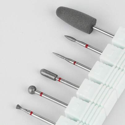 6pcs Diamond Nail Drill Bits, Silicone Polishing Nail Drill Replacement Bits