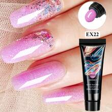 MEET ACROSS 20ml 固体延长胶，指甲加固聚合物，丙烯酸凝胶，闪粉，粉色 UV LED 固化凝胶，快速延长指甲 - 彩色 - 查看 9