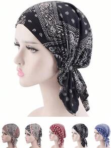 1pc Elastic Pirate Hat (Pattern May Vary Due To Cutting), Unisex Cycling Sports Headband Bandana Cap - Multicolor - View 1