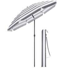 Beach Umbrella Portable Tilting Parasol Sun Shade With UV Protection - Grey - Striped - View 3