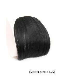 女士假发，带刘海，无鬓角，眉毛上方刘海，自然无缝，采用高温纤维制成，直刘海，合成假发。 - 彩色 - 查看 3