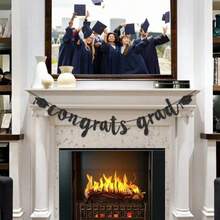 Congratulations Graduation Decorations Class Of 2026 Pre-Strung Black Glitter Congrats Grad Banner Grad Party Senior Colle High School Classroom Table Decor Hanging Garland Sign Favors Plies - Black - 查看 7