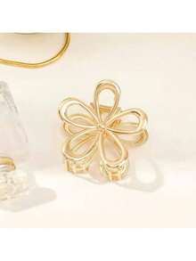 1pc Plus Size Women Daily Use Hollow Out Metal Hair Clip - Openwork Flowers - View 2