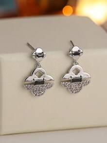 1 Pair Women's Earrings, Unique Lock Shadow Design Earrings, Fashionable Elegant Jewelry Suitable For Gifts And Daily Wear - Earrings Earrings - View 5