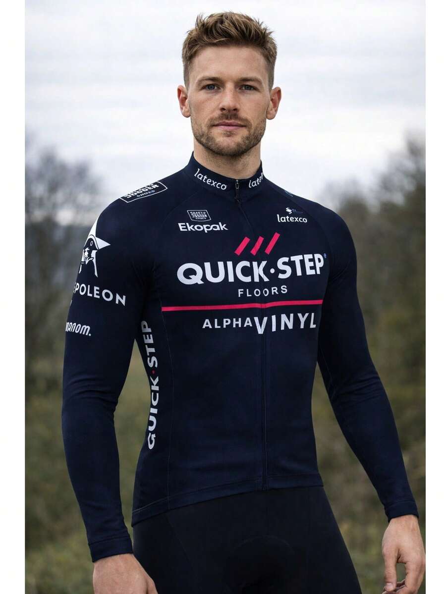 秋季骑行服，男士长袖骑行服，山地自行车骑行套装，自行车运动服 - 黑色 - 查看 1