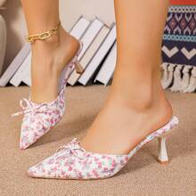 性感女士小猫跟鞋，尖头漆皮细高跟红色婚鞋，伴娘鞋，百搭优雅成熟女士后系带凉鞋 - 紅色 - 查看 9