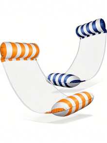 Inflatable Water Hammock Lounger - Durable PVC Material, Foldable Striped Inflatable Pool Float, Suitable For Pool Party And Summer Gift - Multicolor - View 7