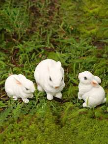 Mini Rabbit Decor, Easter Bunny, Outdoor Garden Ornament Set, Resin Rabbit Sculpture, Garden Animal Statue, Rabbit Figurine For Home Garden Easter Decoration, Best Gift - 1PC - View 6