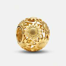 1pc 925 Sterling Silver Hollow Sunflower Bead Pendant, Suitable For DIY Jewelry, Daily Outfit Decoration, Women Gift - Sunflower - View 2