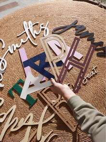 1pc Customized Wooden Nameplate, Customized Baby Room Wooden Nameplate, Width 10-120cm (4-48 Inches), Optional Font Color, 3D Effect, Minimalist, Fashionable, Cute, Bohemian Style, Room Decor, Customized Wooden Letters, Customized Wooden Sign, Wedding Letter Decor, Customized Letter Wall Decor, Customized Party Decor, Suitable For Home Decor, Wall Decor, Bedroom, Living Room, Party, Wedding Decor - Multicolor - View 6