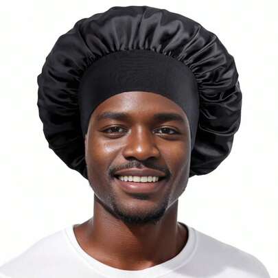 Men's Solid Color Wide-Brimmed Elastic Satin Bonnet - Stylish, Comfortable, Soft And Breathable, Ideal For Daily Use, Sleep, And Hair Care,Summer,Beach,Holiday