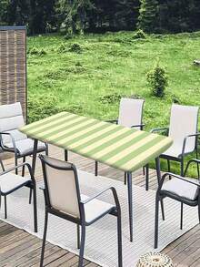 1pc Green Striped Tablecloth, Fresh American Country Style, Suitable For Kitchen, Dining Table, Coffee Table, Entryway, Party, Wedding, Birthday, Picnic, Home Decor, All Seasons - A - View 16