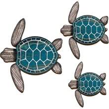 1/3pcs Wooden Sea Turtle Wall Decor Turtle Wall Art Beach Theme Art Decorations Vintage Coastal Ornaments For Pool Home Lake House Bathroom Garden Indoor Outdoor - Multicolor - View 8