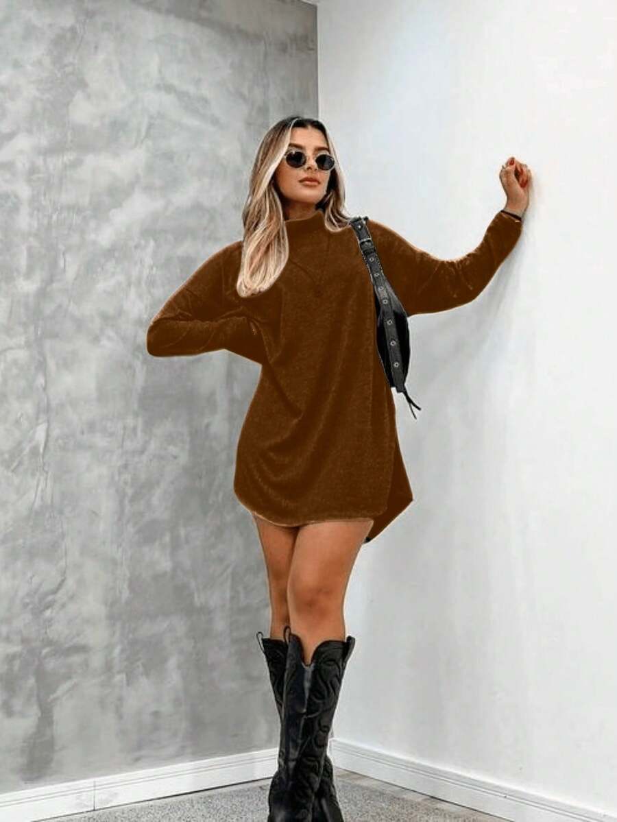 Women's Long-Sleeved Lace Dress For Summer - 咖啡 - 查看 1