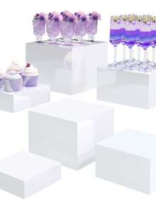 Transparent Acrylic Self-Service Buffet Lift Rack, Self-Service Buffet Table Food Display Rack, Dessert Display Box With Hollow Base, Suitable For Party Food Display, Self-Service Buffet Display - Clear - View 7