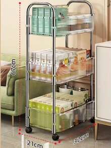 1pc Multi-Layer (2/3/4 Layers) Transparent Multipurpose Rolling Cart, Storage Rack, Strong Load Bearing Capacity, Rotatable Wheels, Lockable, Convenient And Flexible, Acrylic Material, Floor Standing Mobile Snack Storage Cart, Suitable For Kitchen - Multicolor - View 12