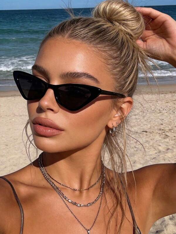 1 Pair Unisex Classic Retro Plastic Cat Eye Glasses, Suitable For Street Photography, Parties, Vacations, And Music Festivals