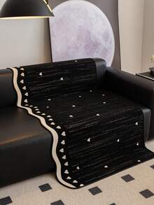 1pc Chenille Sofa Cushion, Non-Slip, Dust-Proof, Suitable For All Seasons - Black - View 3