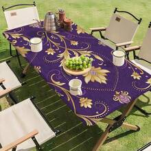 1 chiếc khăn trải bàn màu tím vàng trang nhã và thời trang, mềm mại và dễ lau chùi, đa năng dùng cho bàn ăn/bàn cà phê/bàn làm việc/bàn đầu giường/bữa ăn ngày lễ, cũng thích hợp cho dã ngoại/cắm trại/tụ họp ngoài trời/ban công, khăn trải bàn đa dụng. - Màu tím - Xem 10