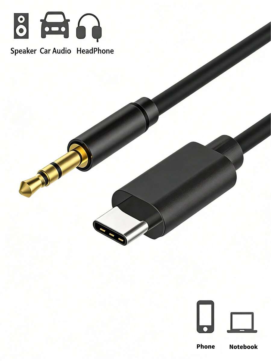 FCV 2根3英尺AUX音频线，USB-C转3.5mm音频适配器，兼容 17、17e、16、15 Pro Max Plus、Mini Air、Galaxy Z Fold、Flip、S26、S25、S24 FE Ultra - 查看 1