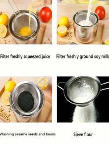 1/3 Pcs Stainless Steel Fine Mesh Strainer With Handle - Kitchen Sifting Tool - Silver - View 9