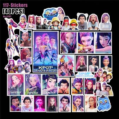 Hasbro 40 Adet KPOP Witch Kız Grubu ve Sagaz Erkek Grubu Yaratıcı Çıkartmalar, Su Geçirmez Çıkartmalar, Dizüstü Bilgisayar, Bardak ve Kendin Yap Dekorasyon İçin