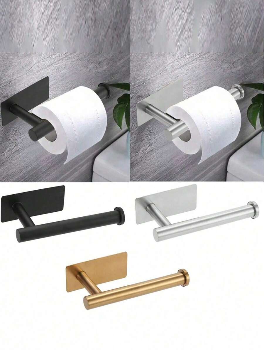 1 cái Giá đựng giấy vệ sinh nhà tắm gắn tường bằng thép không gỉ, không cần khoan, phụ kiện nhà tắm, giá để đồ nhà tắm, giá treo khăn, giá đựng khăn giấy nhà bếp, thích hợp làm giá đựng đồ nhà tắm/nhà bếp, giá treo khăn, giá đựng màng bọc thực phẩm, giá đựng giấy vệ sinh. - Nhiều màu - Xem 1